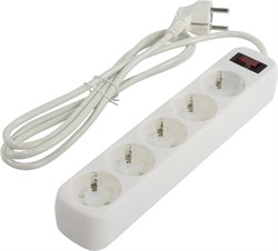 Сетевой фильтр Smartbuy, 10А, 2 200 Вт, 5 розеток, длина 1,8 м, белый SBSP-18-W 2364 - фото 5367