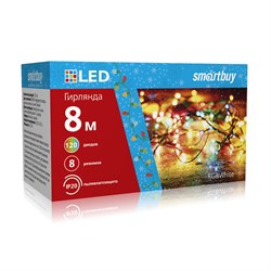 LED Гирлянда с контроллером, RGB, 8м, 120 диодов, IP20, зеленый провод SB-RGB-8mGR 3344 - фото 6857