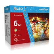 LED Гирлянда с контроллером, RGB, 6м, 100 диодов, IP44, прозрачный провод SB-RGBIP44-6m 3343